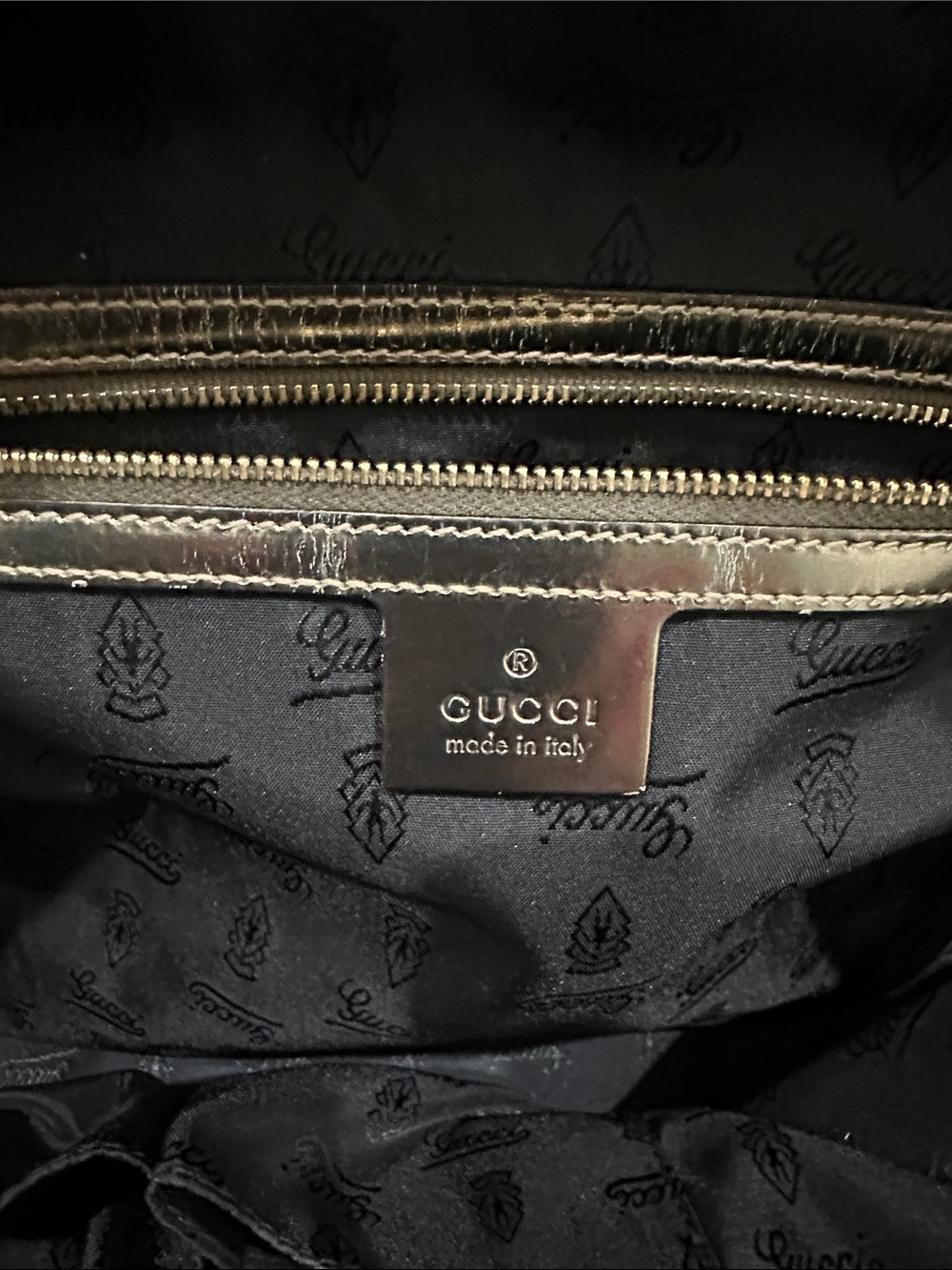 GUCCI metallic Silver and Black Top-Handle GUCCI bamboo LARGE purse - Picture 13 of 16
